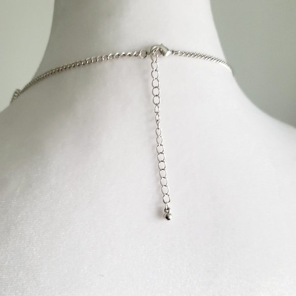 Multi-strand Silver Statement Bib Necklace Layered Chains Strands & Rhinestones - Picture 5 of 5